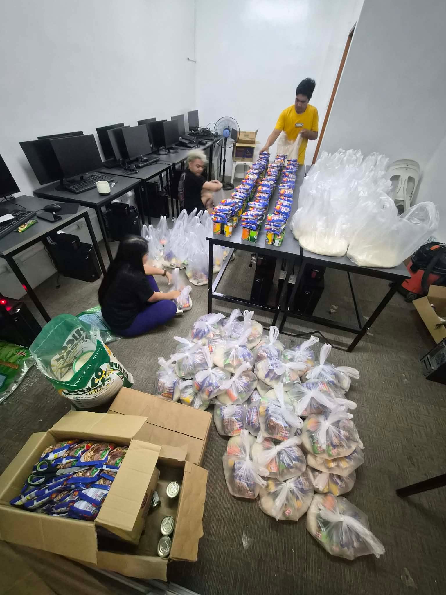 First batch, 100 relief packs prepared